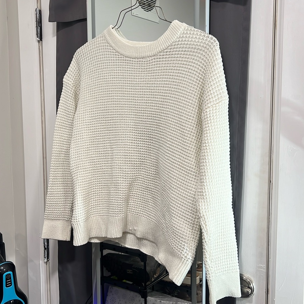 White sweater
- is an XL but fits like an L